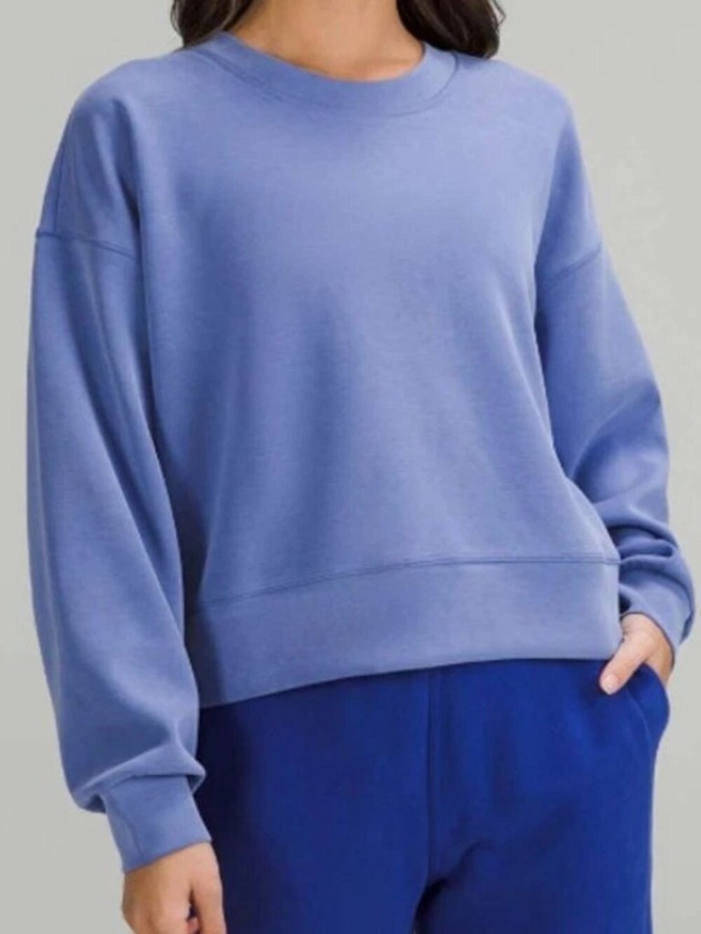 lululemon Softstreme Perfectly Oversized Cropped Crew Wild Indigo Size 2